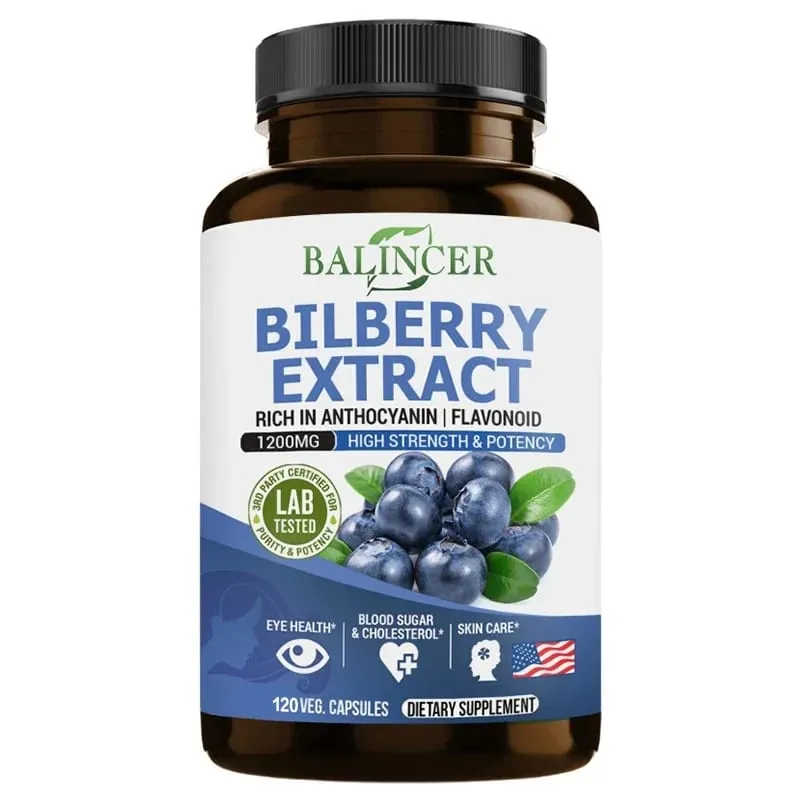 Bilberry Extract Supplements - Rich in Antioxidants Promote Vision Health and Protect Eyes Promote Brain Health