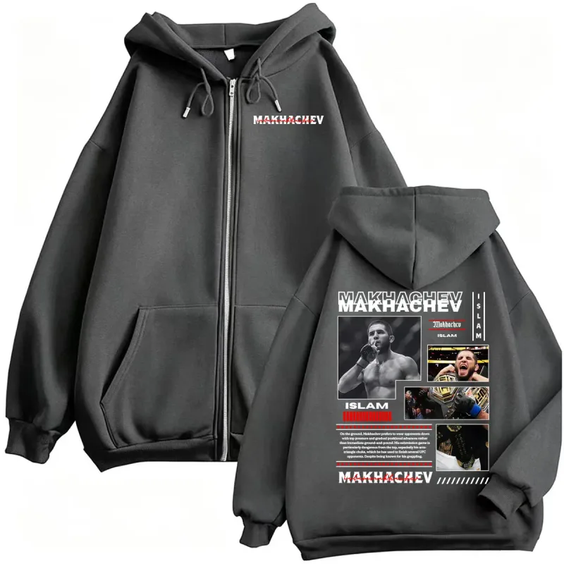 Limited Islam Makhachev Violence Aesthetic Sweatshirt Jacket Coats Men's Vintage Classic Zipper Hoodies Long Sleeve Zip Up Hoody