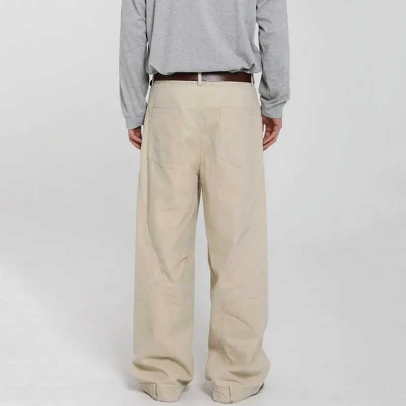 Korean Style Men's Jeans Casual Solid Color Washed Simple All-match Trousers Cleanfit Wide Leg Loose Male Jeans New 9W4253