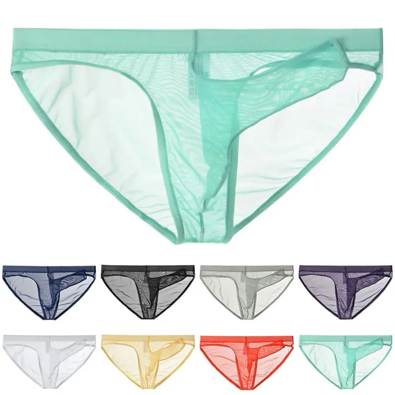 Sous-vêtements en maille transparente avec nez d'éléphant pour hommes, slip fin, léger, à séchage rapide, taille basse, respirant