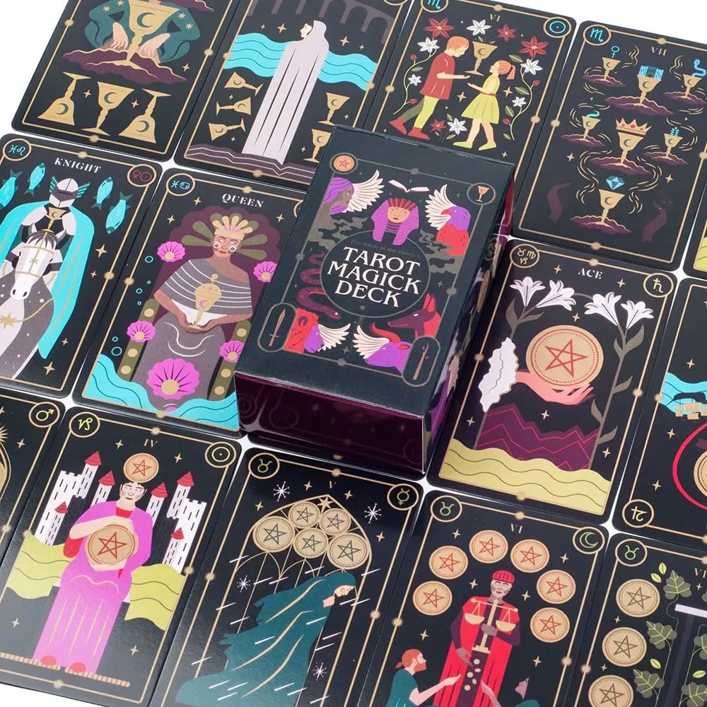Tarot Magick Deck with Guidebook Color Edged Cards Fate Divination FortuneTelling Card Games Party Board Game 10.3x6.1cm