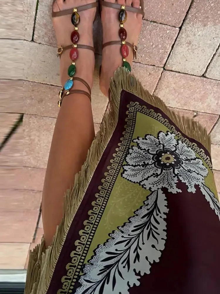Elegante Gedruckt frauen Quaste Kleid Mit Fransen Ärmellose Dünne Unregelmäßige Party Abendkleider 2026 Frühling Sommer Dame Vestidos — image 7