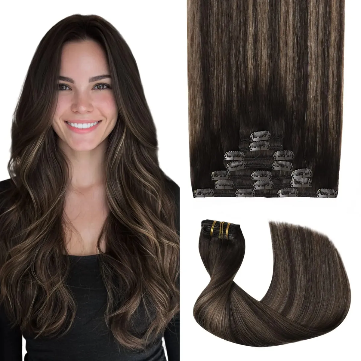 Sweetmet Pro2.0 Clip in Hair Extensions Real Human Hair 120g Thick 7pcs #60 Platinum Blonde Remy Real Human Hair Extensions Clip ins Seamless Double Weft for Women