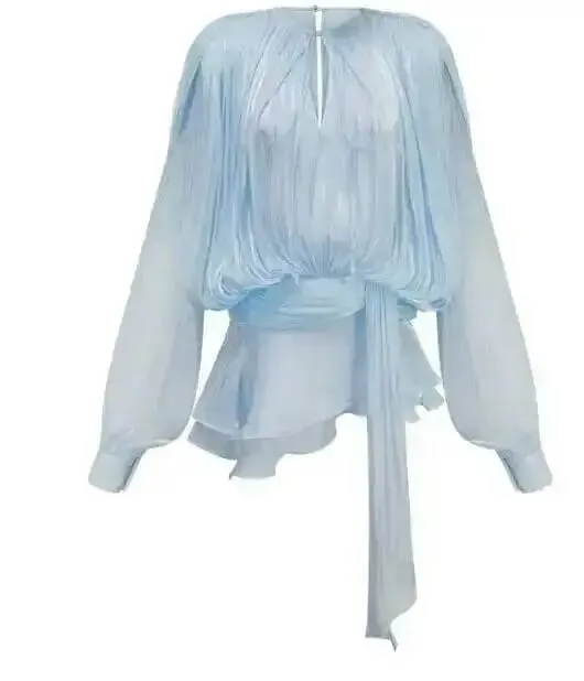 2026 Bagong Tag-init na Fashion Pambabaeng Damit Round Neck Lantern Sleeves Satin Short Dress Na May Shorts Sa ilalim ng Dalawang pirasong Set