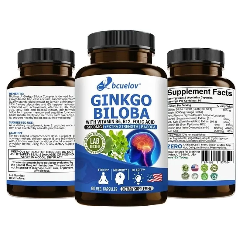 Advanced Nootropic Brain Booster Supplement Improves Memory Enhances Focus Boosts Nerve Energy & IQ Health Vitamins B12 B6