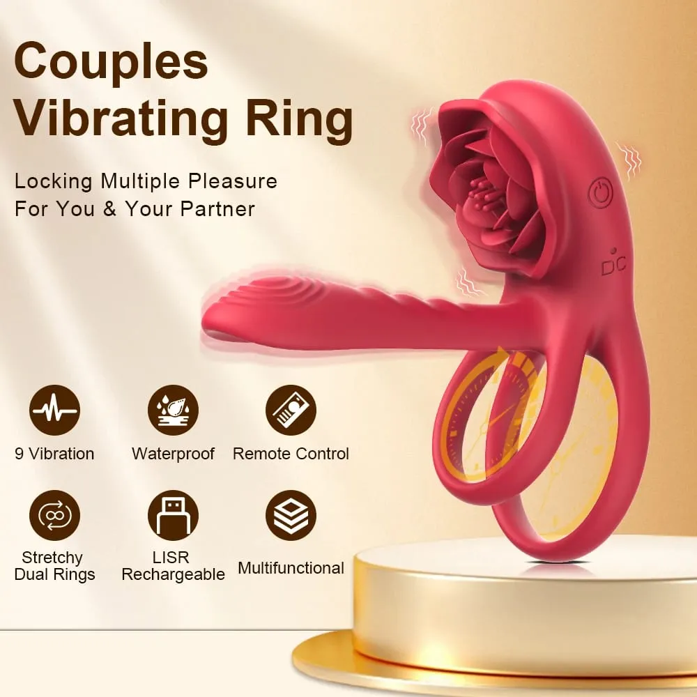 Rose Penis Cock Ring Vibrator Powerful Penis Sleeve Stimulator Delay Ejaculation G-spot Clitoral Massager Sex Toy for Couple 18+