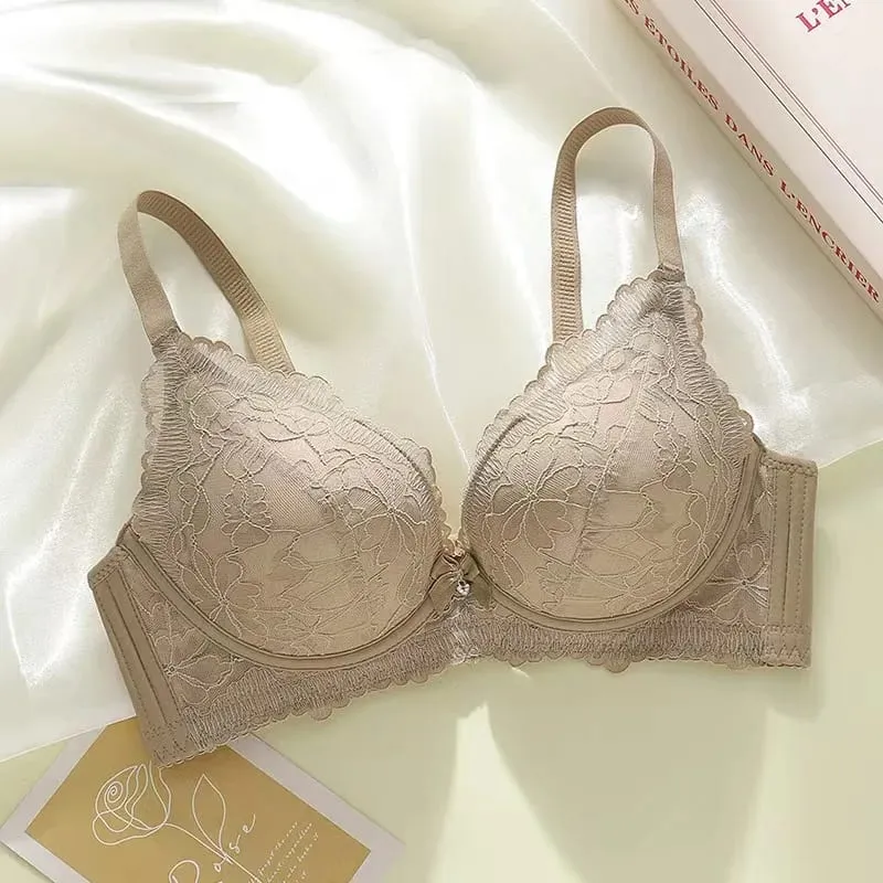 Thickened 8cm Push-Up Adjustable Bra without Underwire for Small Breasts Comfortable Gathered Auxiliary Lingerie for Women
