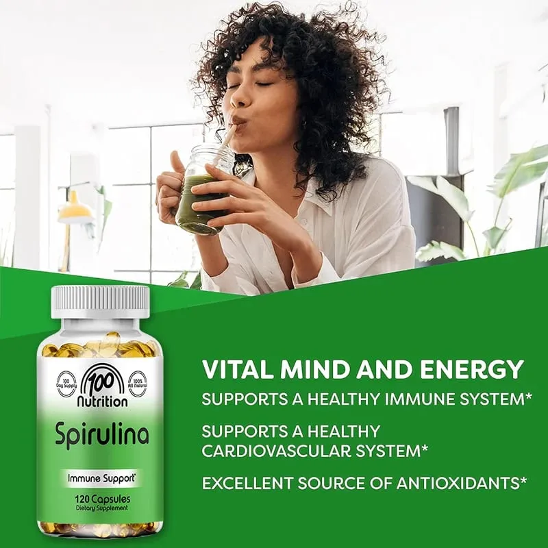 Organic Spirulina 2000 Mg Supplement - Helps Detoxification Immune System Cardiovascular Antioxidants B Vitamins