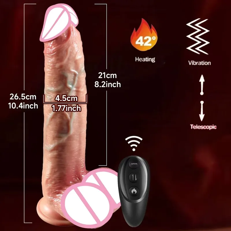 Realistic Dildo Telescopic Vibrator Adult Sex Toys Thrusting Vibrate Heating Penis Masturbation Big Dick Anal Plug for Women 18+