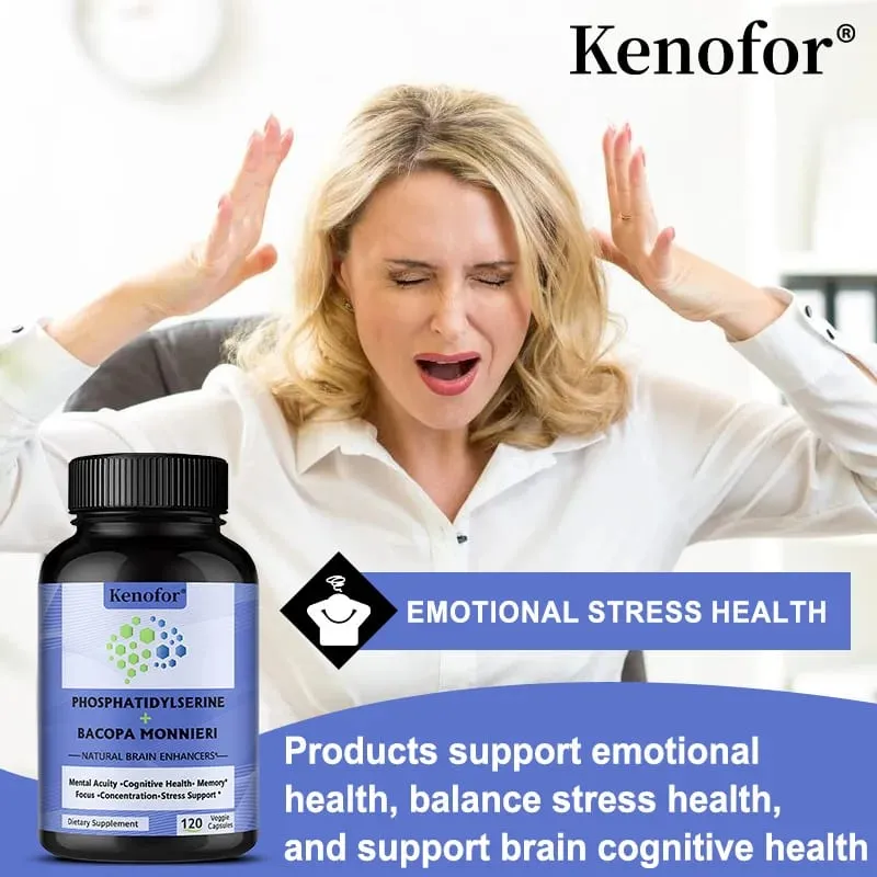 Phosphatidylserine + Bacopa Monnieri Supplement - Helps Memory Cognitive Health Relieve Stress - Brain Nutritional Supplement