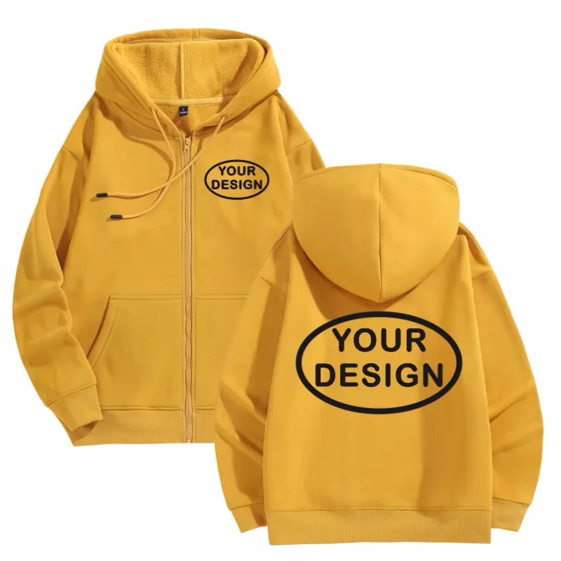 Customize Your Logo Zipper Sweatshirt For Men And Women Loose Casual Fashionable Long Sleeved Sportswear Personalized Embroidery — image 16