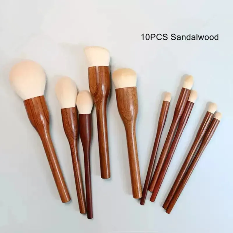 6/8/10PCS Black Walnut Handle Makeup Brushes Powder Blush Foundation Sculpting Eyeshadow Smudge Blending Cosmetic Brush