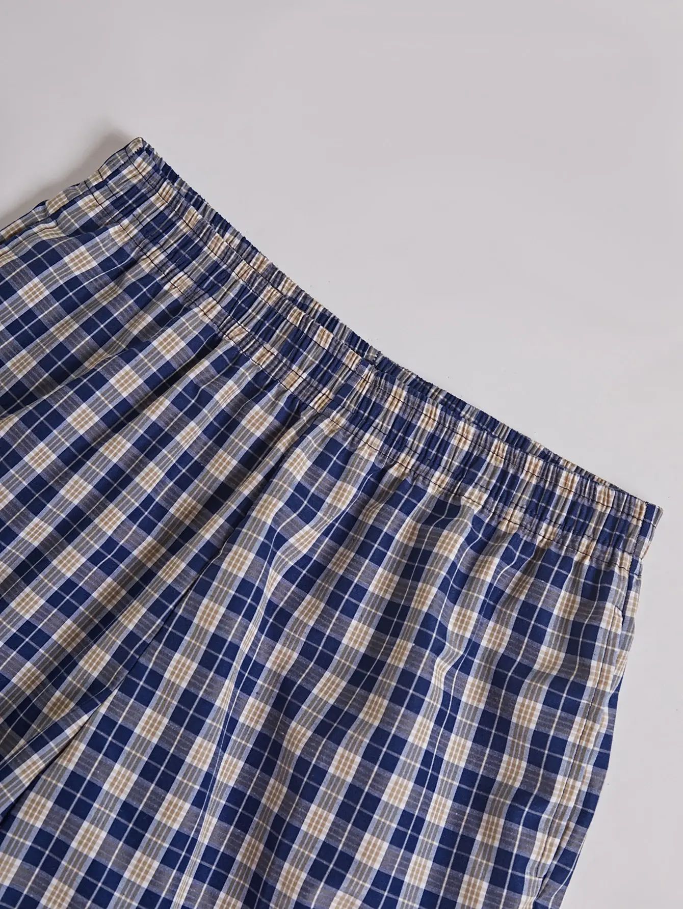 Calça longa de praia masculina, calça de canto plano, casual, xadrez, cintura elástica, confortável, casa, casual, dormir, juventude, calças de boxe