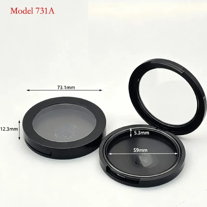 Batch Price For Black Color Round Shape Plastic Makeup Packaging Empty Compact Powder Case Powder Blusher Container