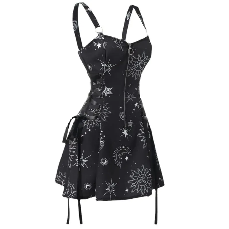 Dark Gothic Women Plaid Dress High Waist Bodycon Vintage Punk Harajuku Lolita Sleeveless Streetwear Y2K Sexy A-Line Mini Dresses