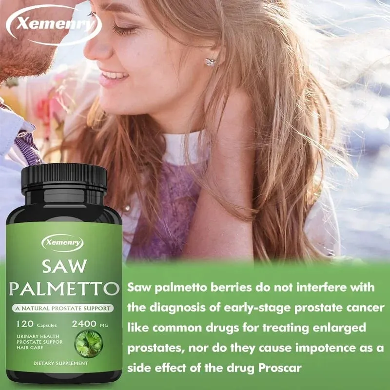 Saw Palmetto Capsules - Prostate Support Prevents Hair Loss Urinary Tract Health Promotes Hair Growth