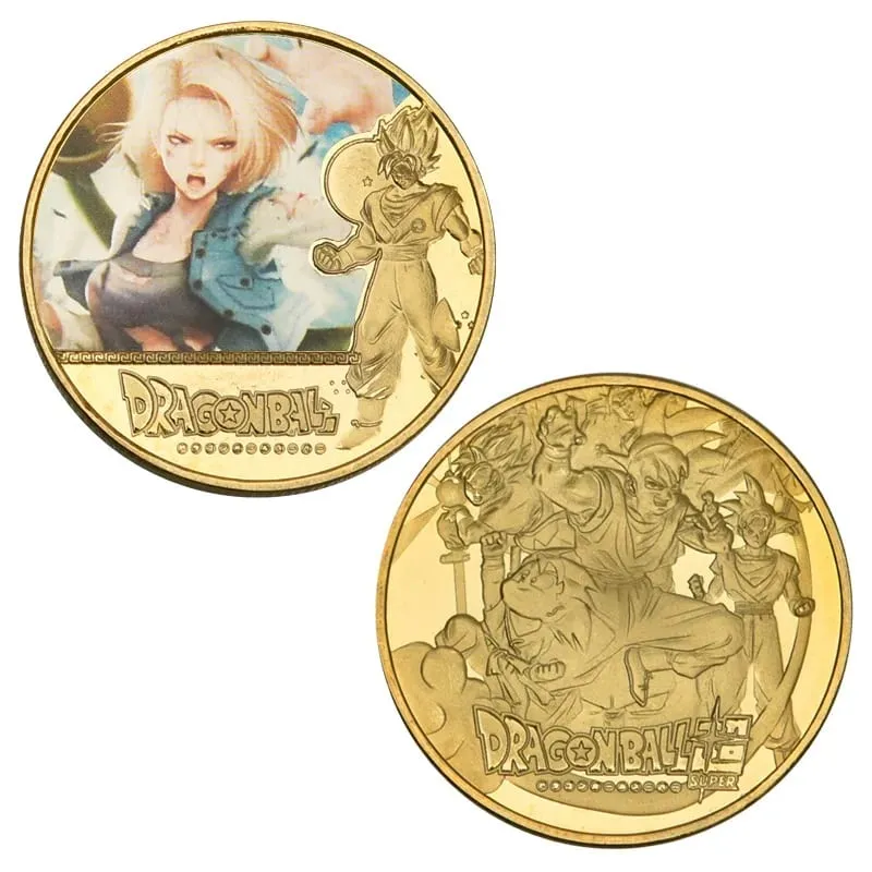 Dragon Ball Banhado A Ouro Moeda de Ouro Son Goku Vegeta Moedas Comemorativas Crianças Clássico Anime Periféricos Coleção Brinquedo Lembrança