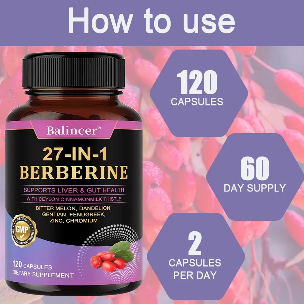 Berberine Dietary Supplement - with Ceylon Cinnamon Metabolism Healthy Weight Management Circulatory Health Immune System
