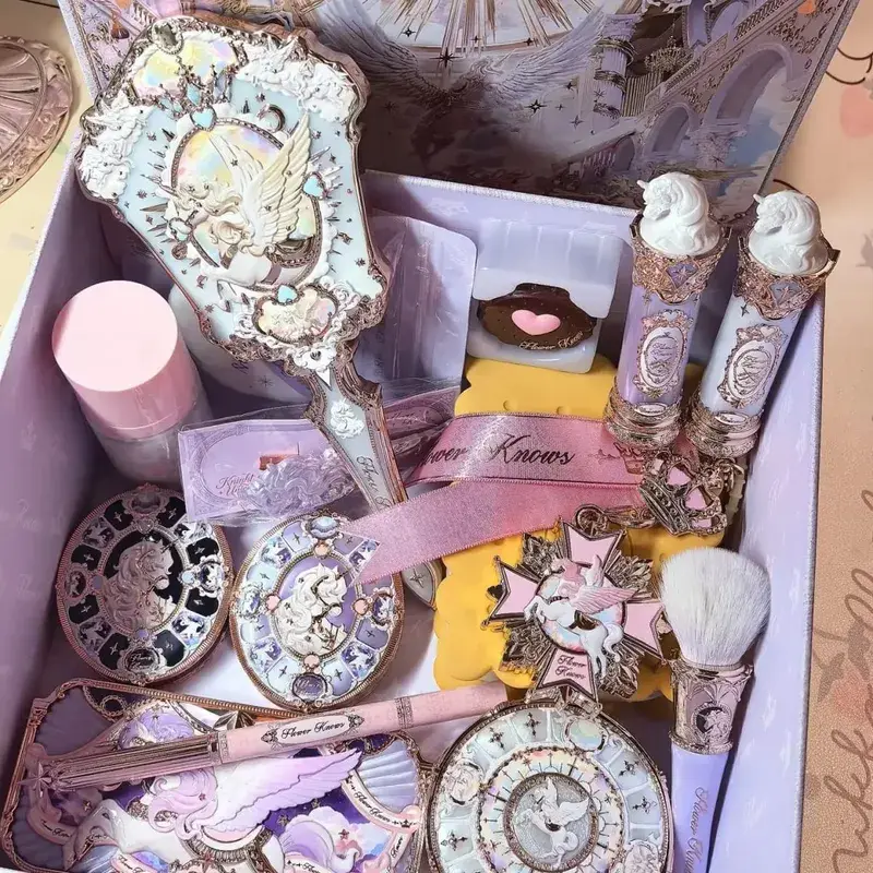 Flower Knows Knight Unicorn Makeup Set - Lipstick Blush Cloud Setting Powder Starlight Eyeshadow Cosmetics Kit in Gift Box
