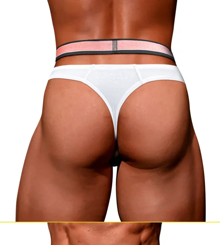 Trendy Little Triangle da uomo a vita bassa a vita bassa, vestibilità aderente, fascia elastica per sollevamento dell'anca, scollo a V sfumato rosa