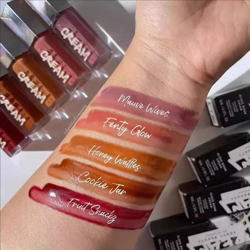 Hot Fenty Beauty Lip Gloss Lipstick Water Gloss Highlight Mirror Lasting FUSSY HEAT RIRI Sparkling Charming Moisturize Lip Care
