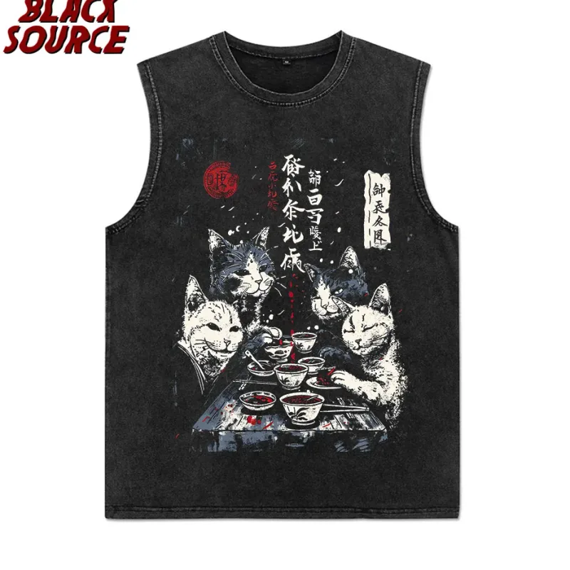 T0220 Cute Ramen Japanese Cat Hoodie, Unisex Cartoon Graphic Pullover Sweatshirt, Casual Streetwear Loose Fit Daily Wear