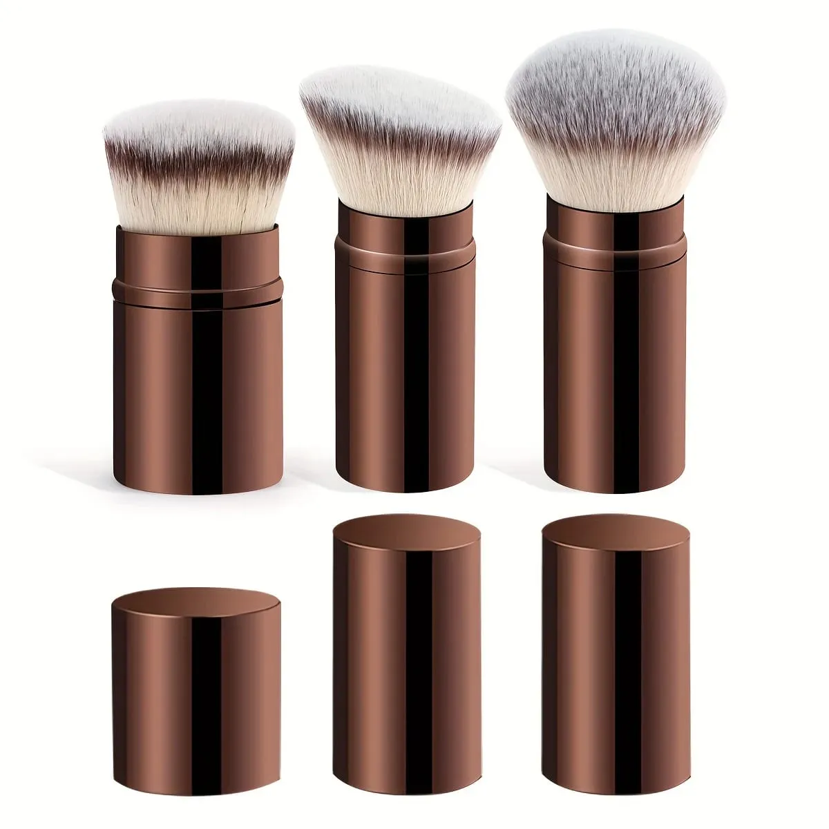 3pcs Professional Extendable Face Makeup Brushes Blush Powder Foundation Brushes Synthetic Soft Brushes For Liquid Cosmetics