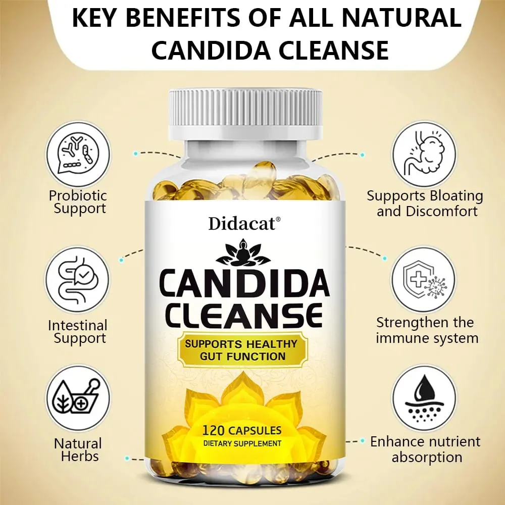 Candida Cleanse ประกอบด้วยสมุนไพรธรรมชาติและโปรไบโอติกเพื่อสนับสนุนการทำงานของลำไส้ให้แข็งแรงและสุขภาพภูมิคุ้มกันเหมาะสำหรับทุกเพศ