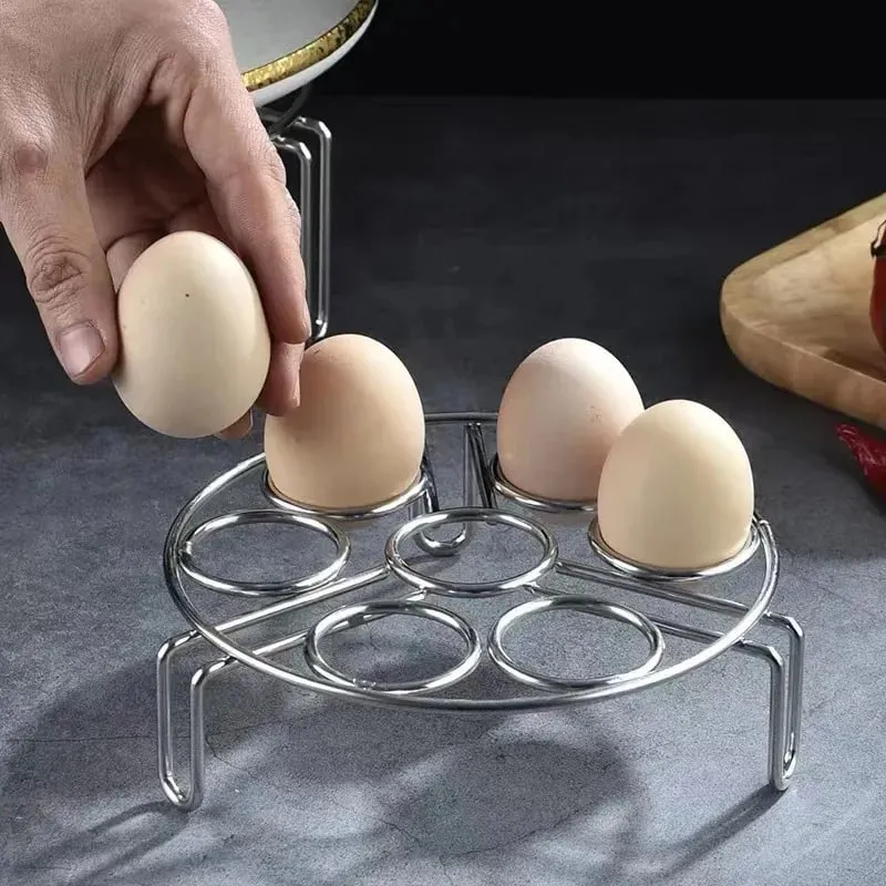 1PC Multi-functional household stainless steel steaming egg rack thicker heat insulation shelves high feet steamed egg racks — image 4