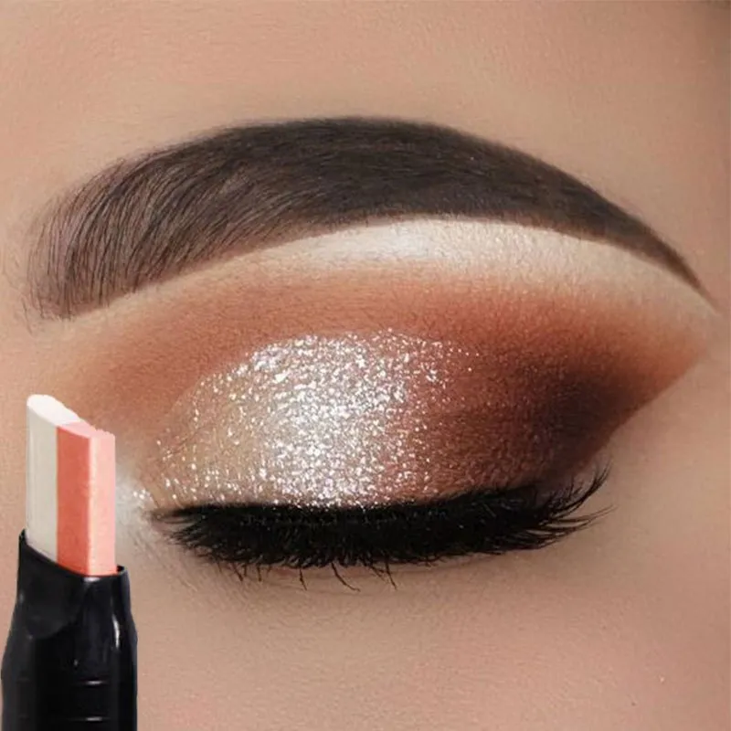 Glitter Double Color Gradient Eyeshadow Stick Pencil Two Tone Shimmer Metallic Lazy Eye Shadow Pen Waterproof 2 in 1 Eye Makeup — image 3