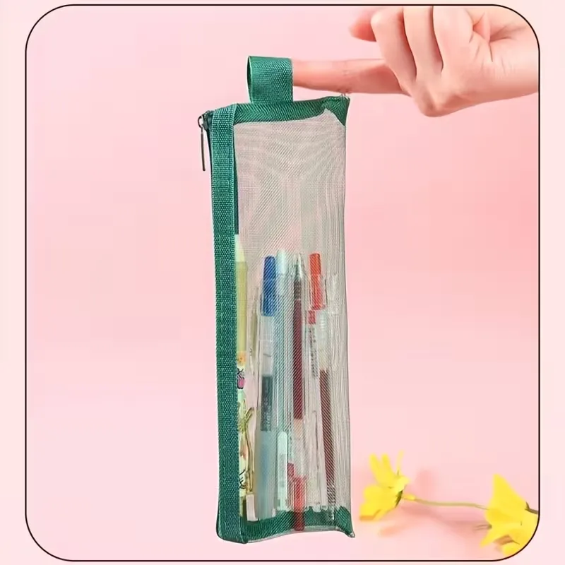 5PCS Nylon Mesh Makeup Bags Portable Multi-Functional Pencil Case for Storing Makeup Brushes Lipsticks - Organizing Cosmetic Bag — image 2