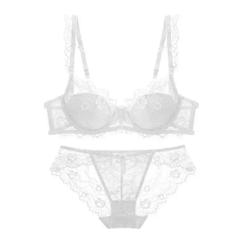 Women Sexy Lingerie Set Elegant Thin Lace Bra See Through Briefs Soft Underwear Ladies Bra and Panty Set — image 8