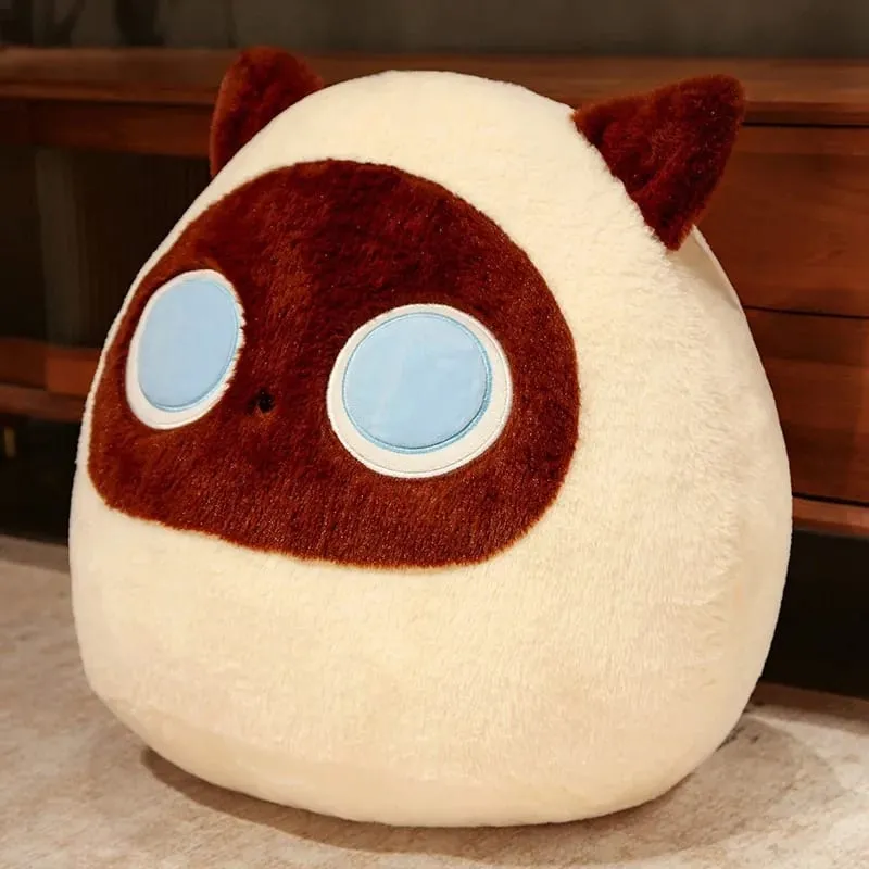 Generic Fluffy Cute Round Black And Brown Cat Plush Pillow Soft Stuffed Plush Toy Sofa Bed Back Cushion Home Decor For Adult — image 11