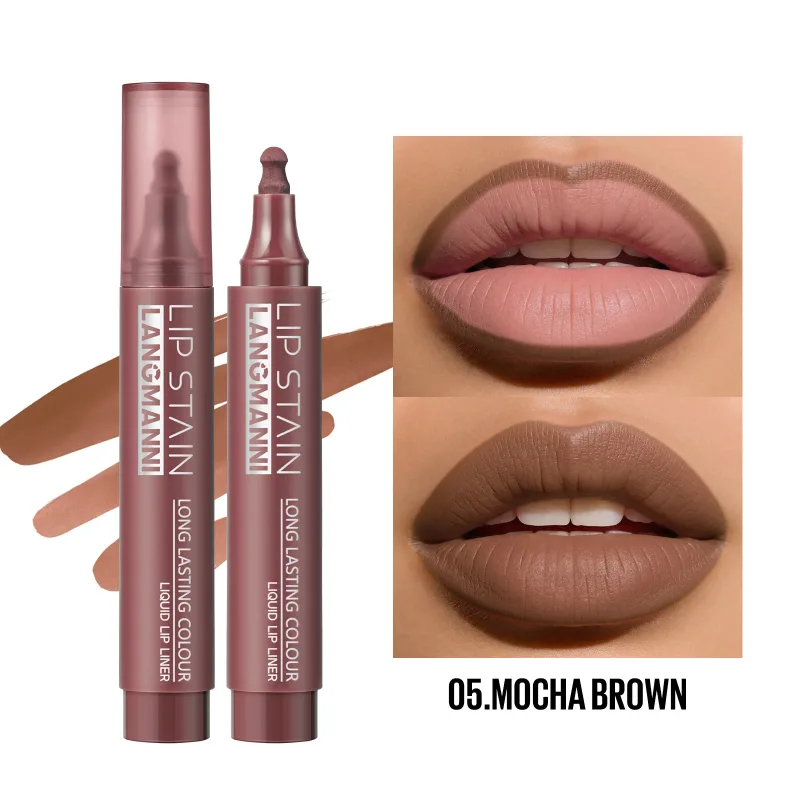 Son Vết Bẩn Liquid Lip Liner Bút Đánh Dấu Lâu Dài Chống Thấm Nước Matte Lip Tint Có Sắc Tố Cao Khỏa Thân Viền Môi Trang Điểm Cho phụ Nữ