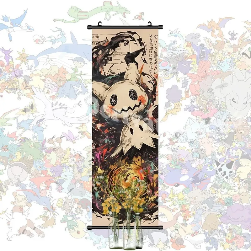 Printed Poster Anime Wall Artwork Gengar Pictures Charizard Painting Canvas Pikachu Hanging Scrolls Home Room Decor