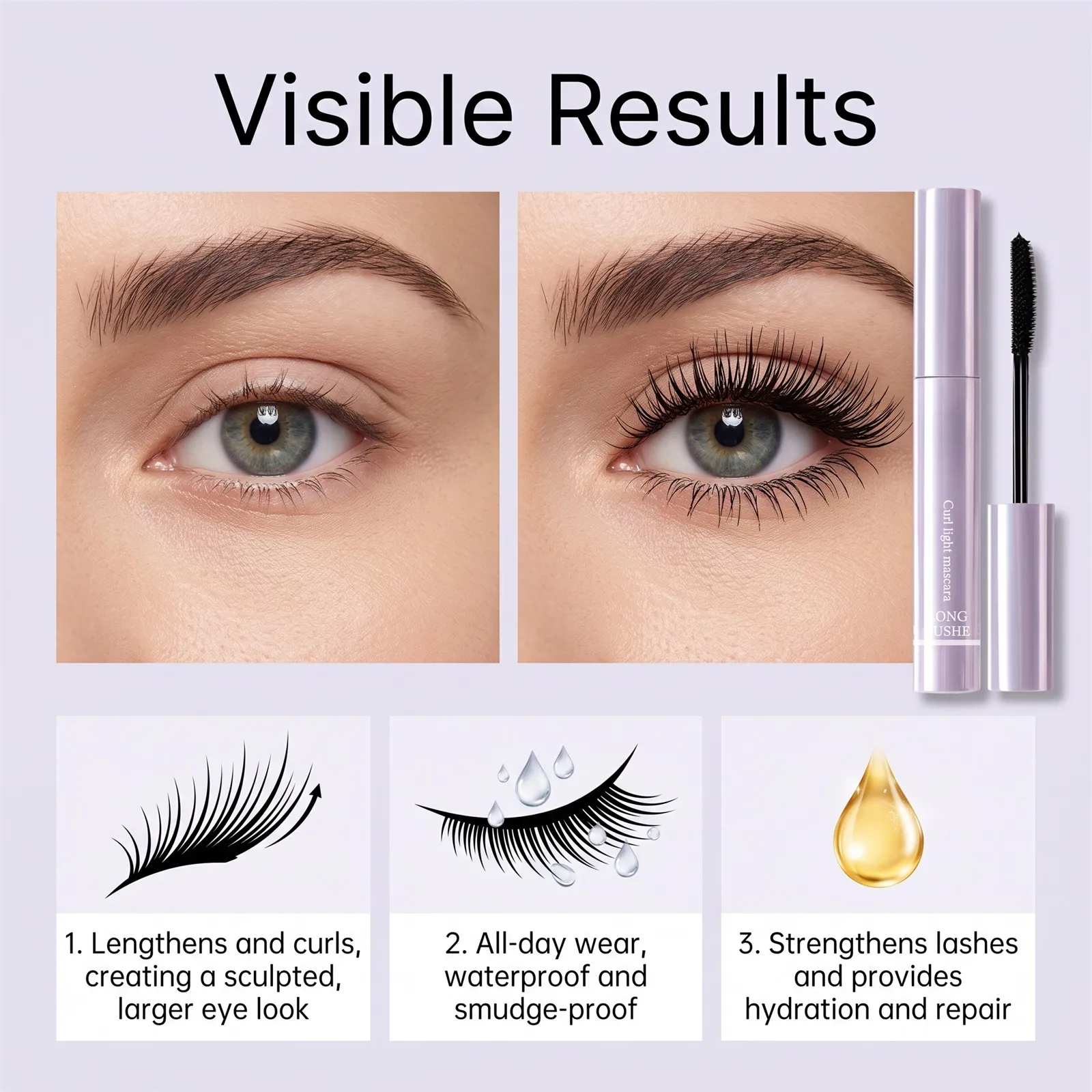 Waterproof 3D Lengthening Mascara Black Eyelash Extension Eye Lashs Brush Long-Wearing Silk Volumizing Mascara Cosmetics Gift