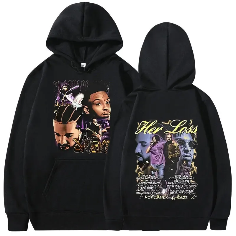 Rapper Drake Music Album Cover Graphic Hoodies Men's Fashion Hip Hop Vintage Sweatshirts Autumn/Winter Fleece Warm Pullovers Y2k