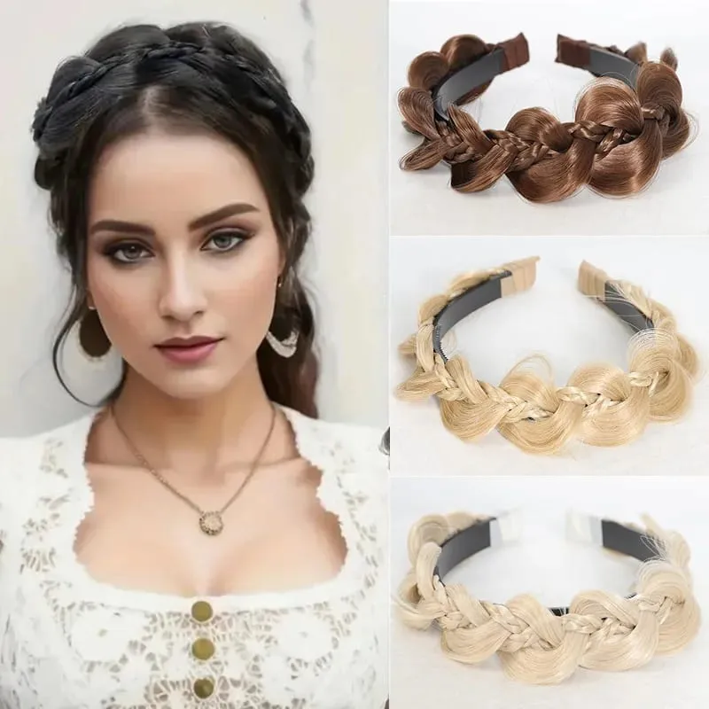 Twist Braid Headband Synthetic Fishbone Braid Wig Headband 1pc Non-Slip Twist Braid Hair Hoop Hair Accessories For Women Girls — image 2