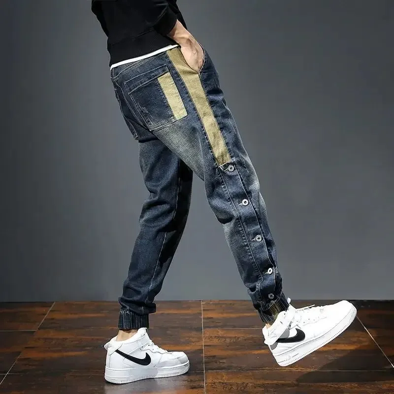 Elastic Man Cowboy Pants Stretch Y2k Vintage Designer Trousers 90s Streetwear Stacked Wide Leg Soft Denim Original Jeans for Men
