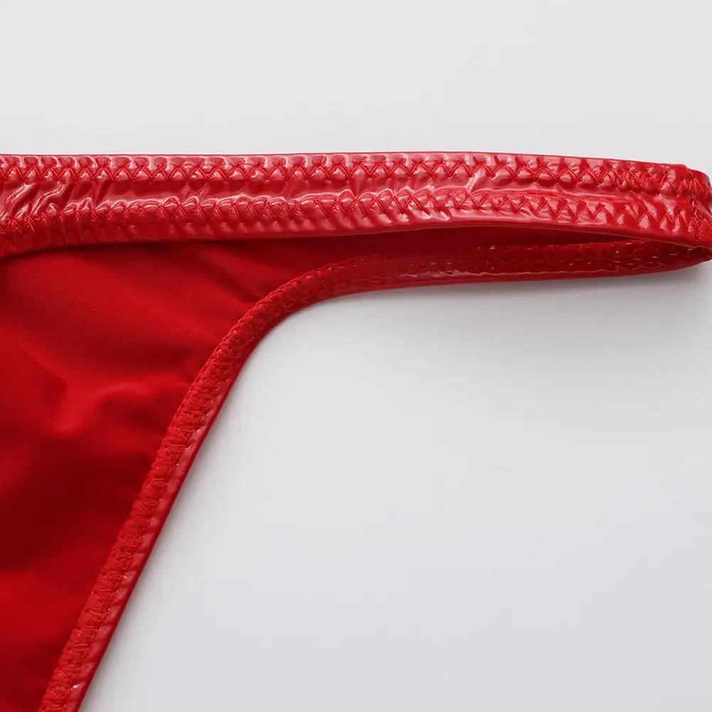 1pc Men Glossy Faux Leather G-string U-convex Pouch Briefs Thin-Strap Low Waist Underwear Sexy Gay Sissy Lingerie