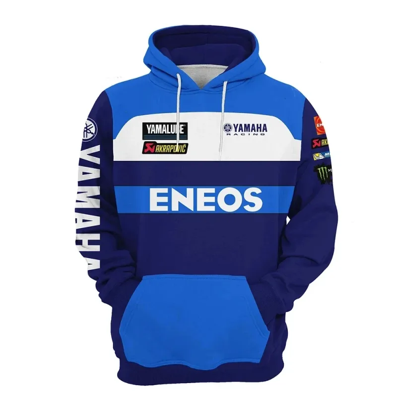 Yamaha men's 3D printed motorcycle hooded pullover shirt suitable for street wear and motorcycle riding