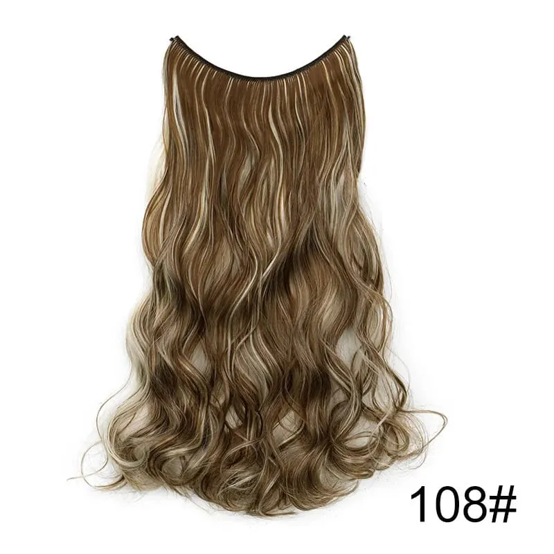 18Inch Synthetic Long Wavy Curly Halo Hair Invisible Fish Line Hair Extensions Heat Resistant Fiber Hairpiece For Women — image 15