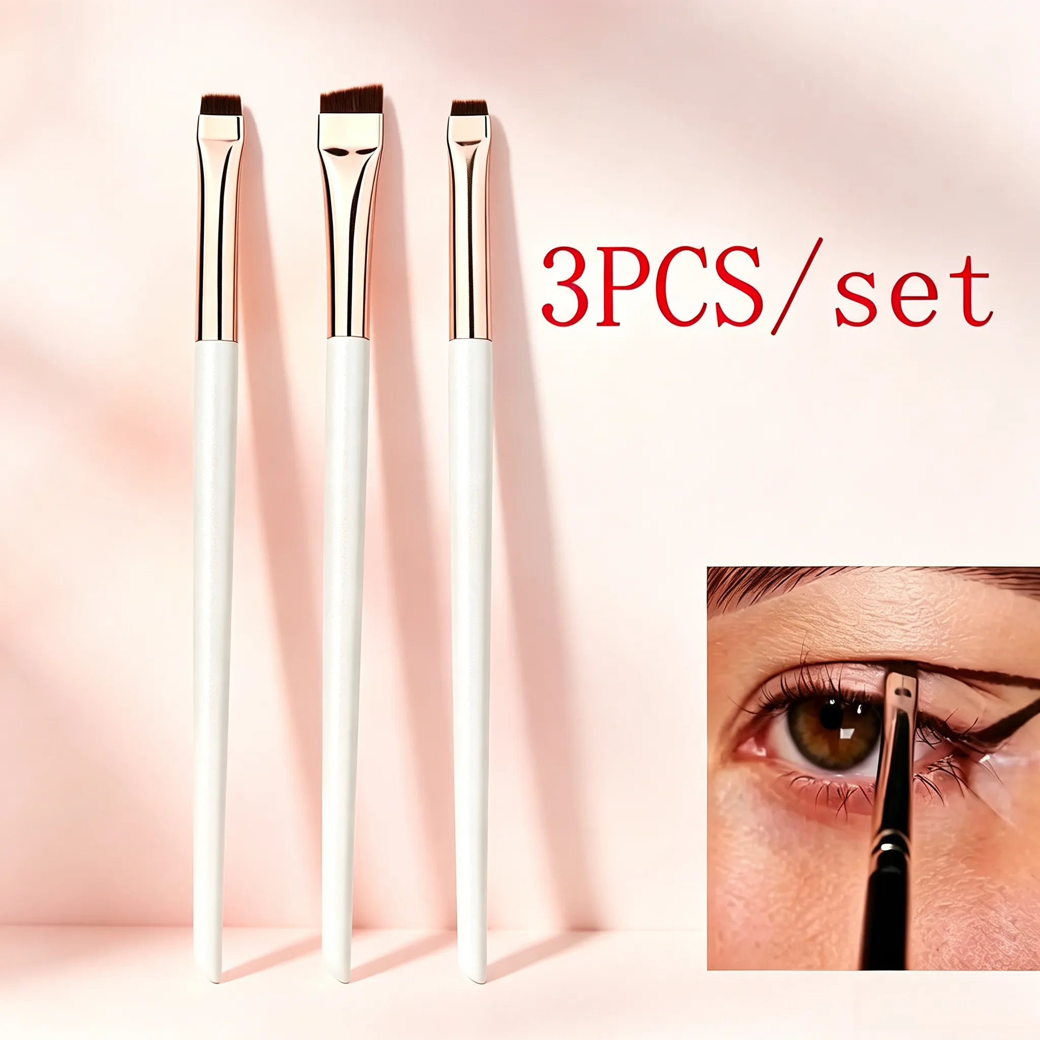 3Pcs/set Blade Eyeliner Brushes Eyebrow Brush Portable Flat Fine Eye Liner Brow Contour Makeup Brush Make Up Tool — image 1
