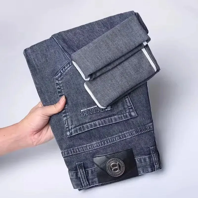 Brand Men's Straight-leg Jeans High-quality Light Luxury Embroidered Casual Versatile Fashion Slimming Smooth Silhouette Style