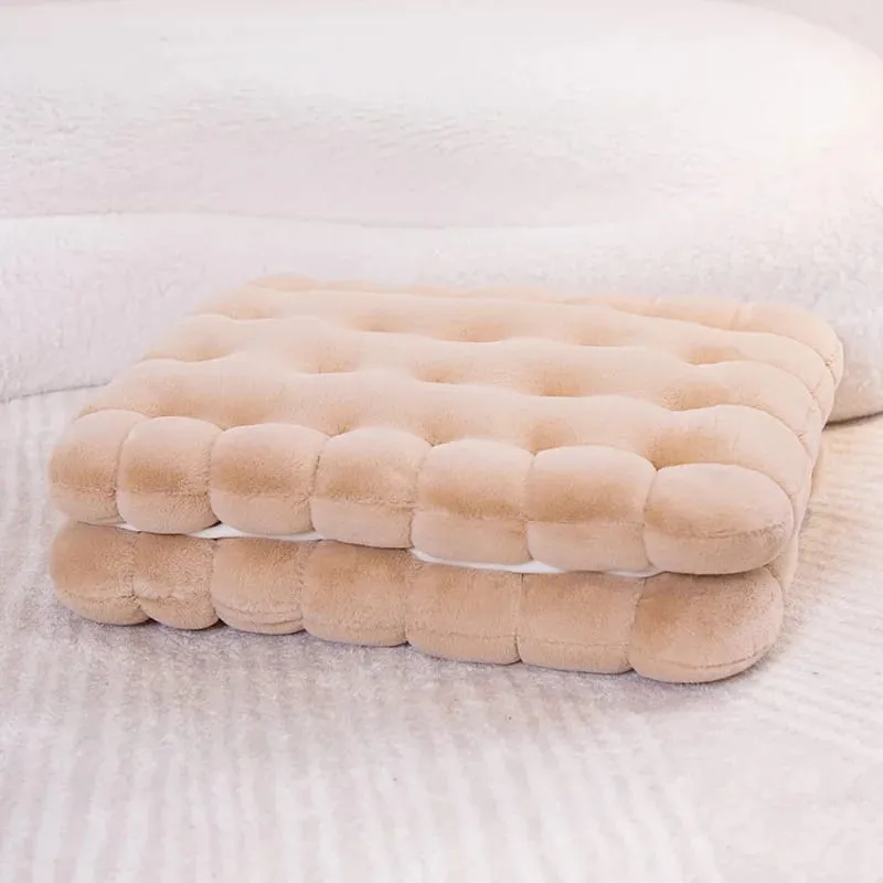 New Simulation Little Biscuits Doll Cushion Stuffed Round Cookie Plush Toys Creative Soft Pillow Chair Car Seat for Kid Gifts