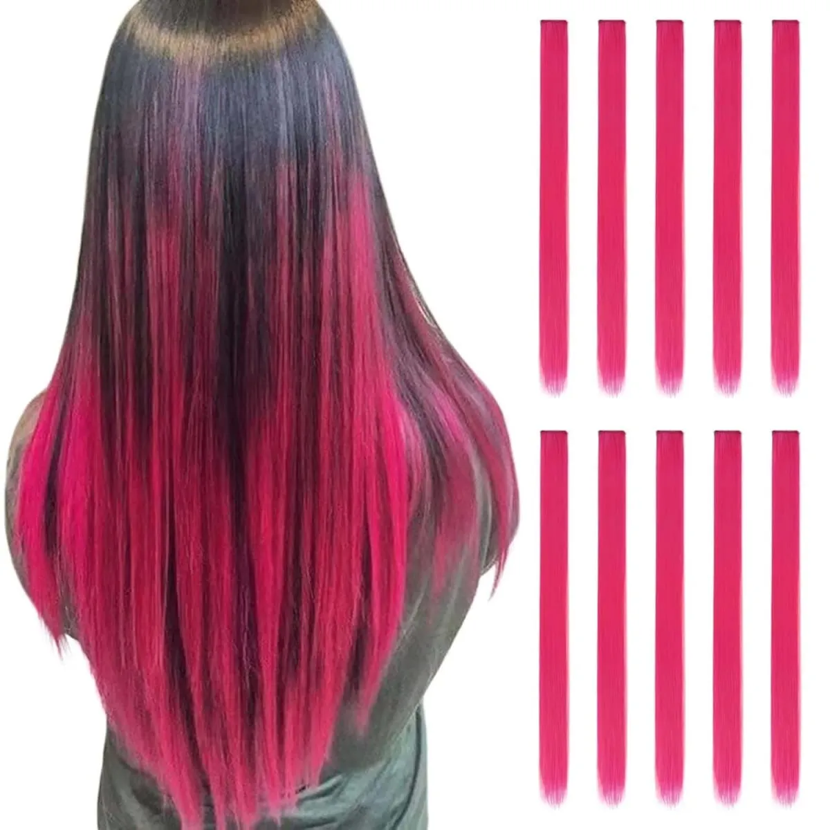 Clip sintetica da 10 pezzi nelle estensioni dei capelli per donne ragazze bambini estensioni colorate per feste con highlight capelli lisci multicolori