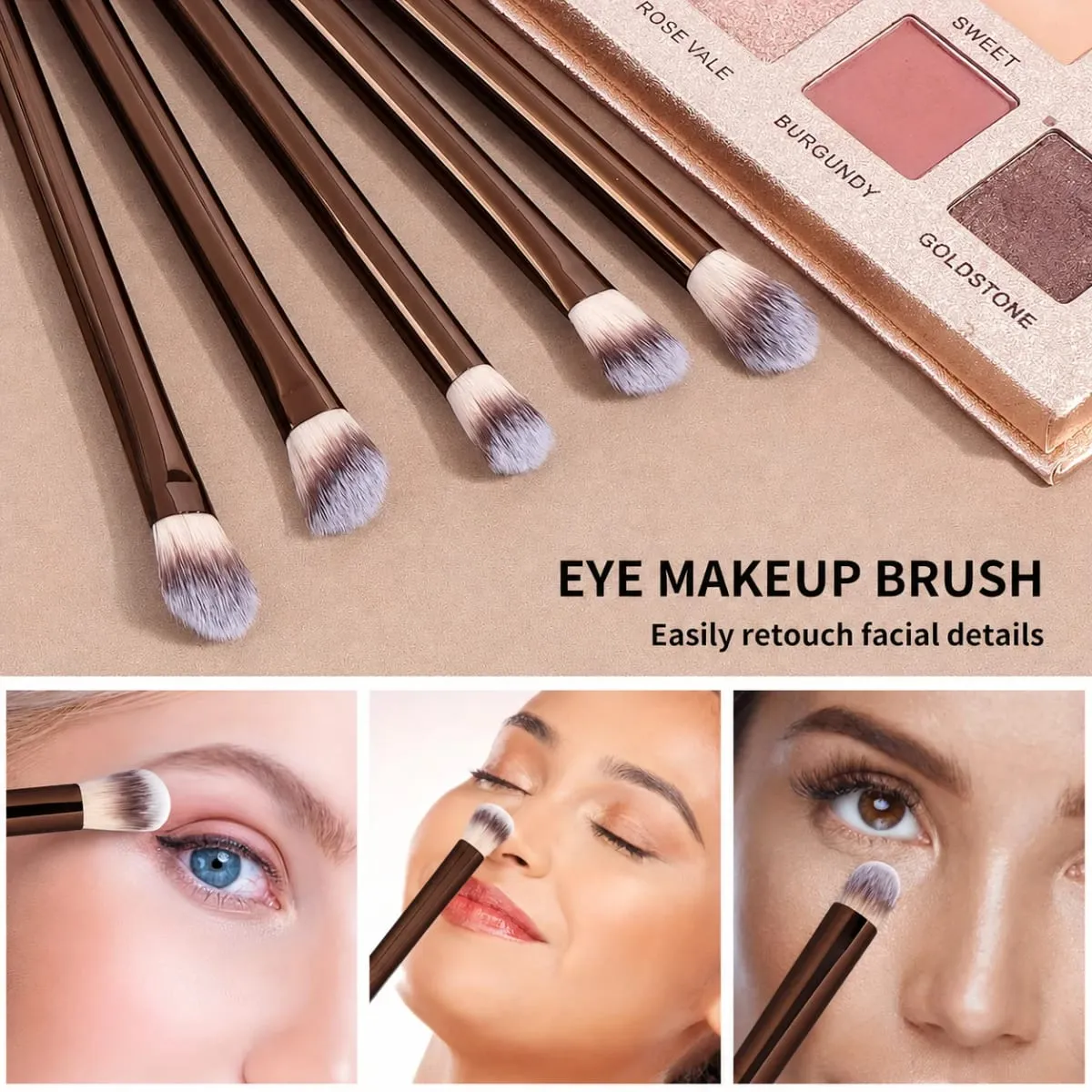 17PCS Professional Makeup Kit Including 13 Aluminum Brushes Carry Bag & 3 Sponge Puffs Powder Eyeshadow Blush and Detail Too