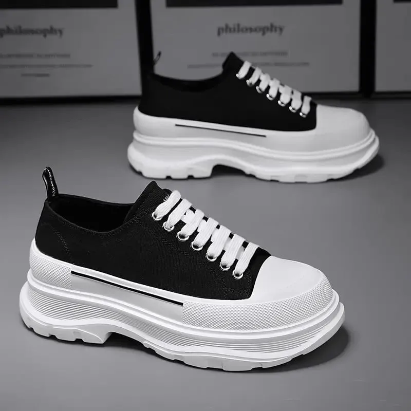 Men's Canvas Summer Breathable Platform Increased Muffin Sneakers 2025 New Autumn Cloth Casual Dad Trendy Shoes