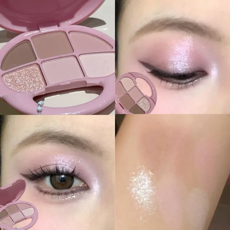 6 Colors Brown Chestnut Eyeshadow Palette Matte Shimmer Eye Shadow Brighten Waterproof Glitter Pink Eyes Pigments Makeup Palette