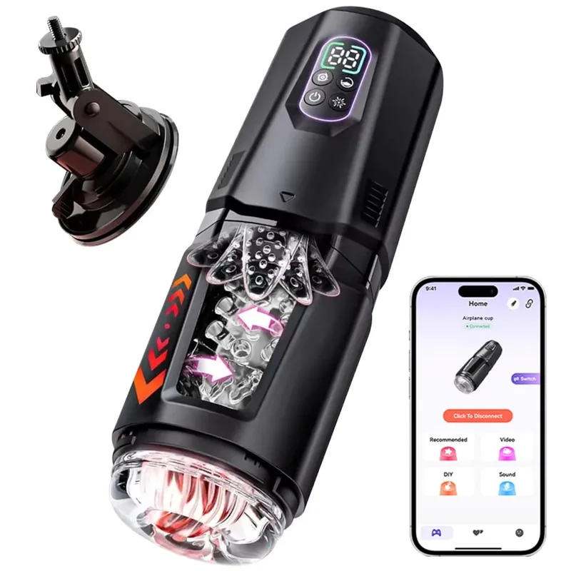 APP Control Automatic Thrusting Masturbator Cup 360° Rotation Licking Vibrating LCD Vacuum Penis Pump Enlargers Sex Toys for Men